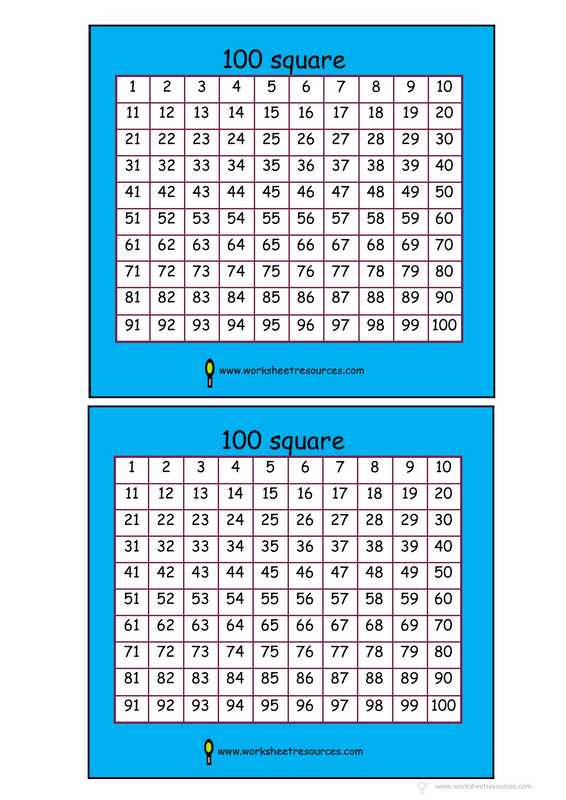 Free Number Square Printable 100 Square Printable